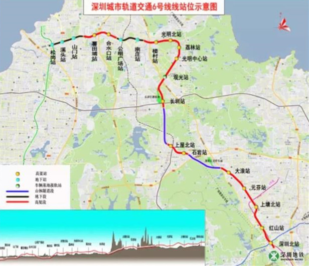 (地铁6号线一期线路站点图)图片来源:深圳地铁